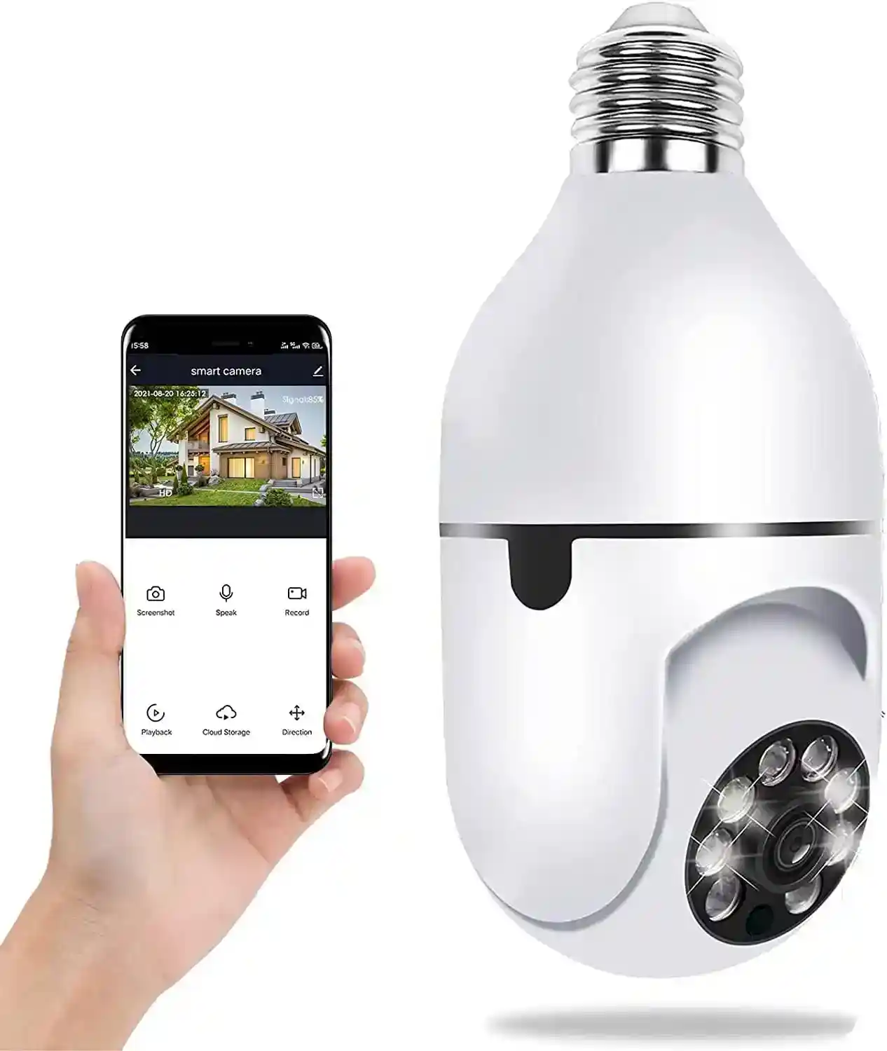 Smart bulp camera v380 apps.6 month warranty